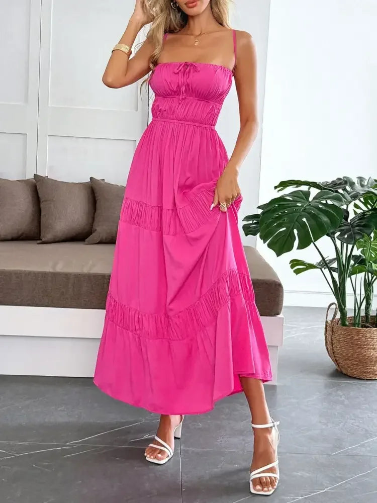 Tie Back Tiered Maxi Cami Dress