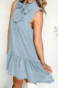 Tie Neck Sleeveless Denim Dress - Update AvenueDenim Dresses & SkirtsTrendsi100100787371526100100787371526f2b8bc9f - 1fef - 4335 - a0ea - 584687e94c94 - Max - OriginLight Blue