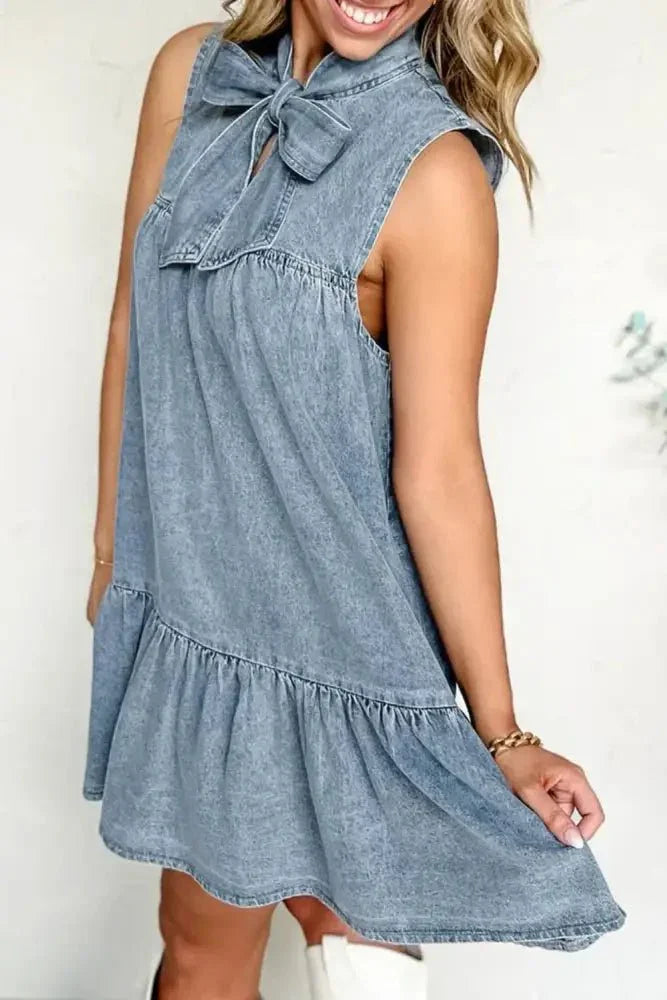 Tie Neck Sleeveless Denim Dress - Update AvenueDenim Dresses & SkirtsTrendsi100100787375229100100787375229100053aa - 56c6 - 41fc - abc8 - d1966bf33c73 - Max - OriginDusty Blue
