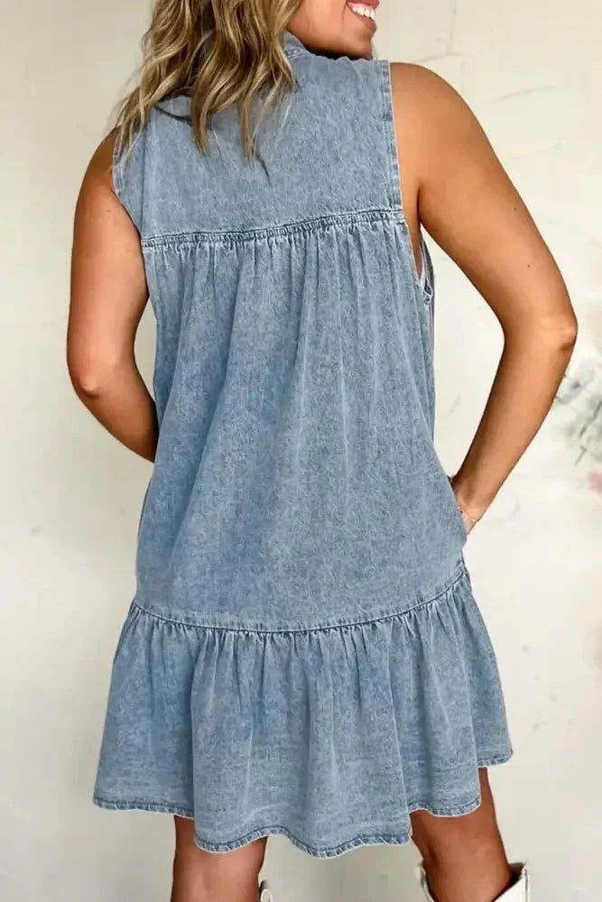 Tie Neck Sleeveless Denim Dress - Update AvenueDenim Dresses & SkirtsTrendsi1001007873752291001007873752295e041e18 - 9893 - 4dbc - 93a0 - 0117bca1da21 - Max - OriginDusty Blue