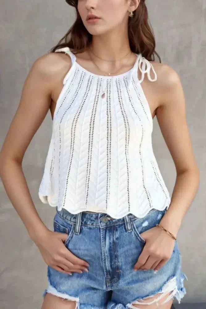 Tie Straps Wave Stripes Textured Eyelet Knitted Vest - Update AvenueBoho VibesTrendsi1001003312251361001003312251369f0a3208 - ba71 - 436e - 99fa - d9682f7ea966 - Max - OriginWhite
