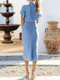 Tied Button Up Short Sleeve Denim Dress - Update AvenueDenim Dresses & SkirtsTrendsi100100934231788100100934231788bd0880f6 - 4b54 - 4c1b - a820 - d02d84520495 - MaxLight