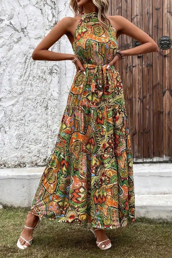 Tied Floral Sleeveless Dress - Update AvenueBoho VibesTrendsi1001006517015271001006517015273687b311 - e7a1 - 444c - a792 - fa9ab66fc3ad - MaxGreen