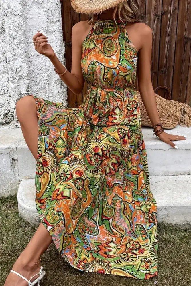Tied Floral Sleeveless Dress - Update AvenueBoho VibesTrendsi100100651701527100100651701527586553b8 - 3a7f - 4db5 - b0f1 - f8a5fe1ba2e6 - MaxGreen