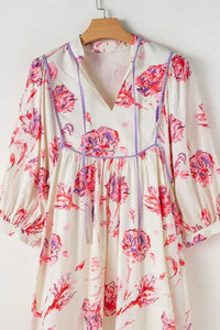 Tied Flower Printed Three - Quarter Sleeve Dress - Update AvenueVacation StyleTrendsi100100442111724100100442111724cb3948f6 - d22d - 4cd3 - 9e14 - 63018ff861df - MaxPink