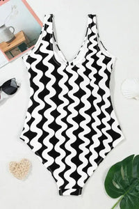 Tied Front Contrast Striped One - Piece Swimsuit - Update AvenueTrendsi100100610406191100100610406191cfda4257 - 4e1e - 42c2 - aea6 - 475b5ef142cf - MaxBlack
