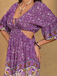 Tied Front Cutout Printed Romper - Update AvenueBoho VibesTrendsi10010058518139410010058518139441925984 - 4a04 - 4d3d - bb58 - d3fbcd69fe23 - Max - OriginPurple