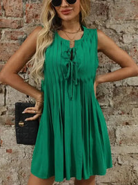 Tied Front Pleated Sleeveless Mini Dress - Update AvenueEffortless Elegance: DressesTrendsi1001007373911581001007373911588a5ab16c - 0880 - 4d88 - 95e4 - 90299ec29707 - MaxGreen
