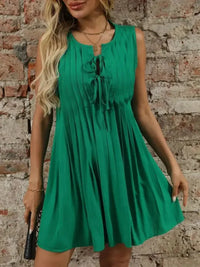 Tied Front Pleated Sleeveless Mini Dress - Update AvenueEffortless Elegance: DressesTrendsi100100737391158100100737391158ada2ef73 - 0b45 - 4d0d - 8f4f - 9f5c20f90a91 - MaxGreen