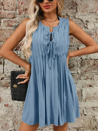 Tied Front Pleated Sleeveless Mini Dress - Update AvenueEffortless Elegance: DressesTrendsi100100737391316100100737391316804fd043 - d665 - 41a4 - 9658 - fdc03557360e - MaxLight Blue