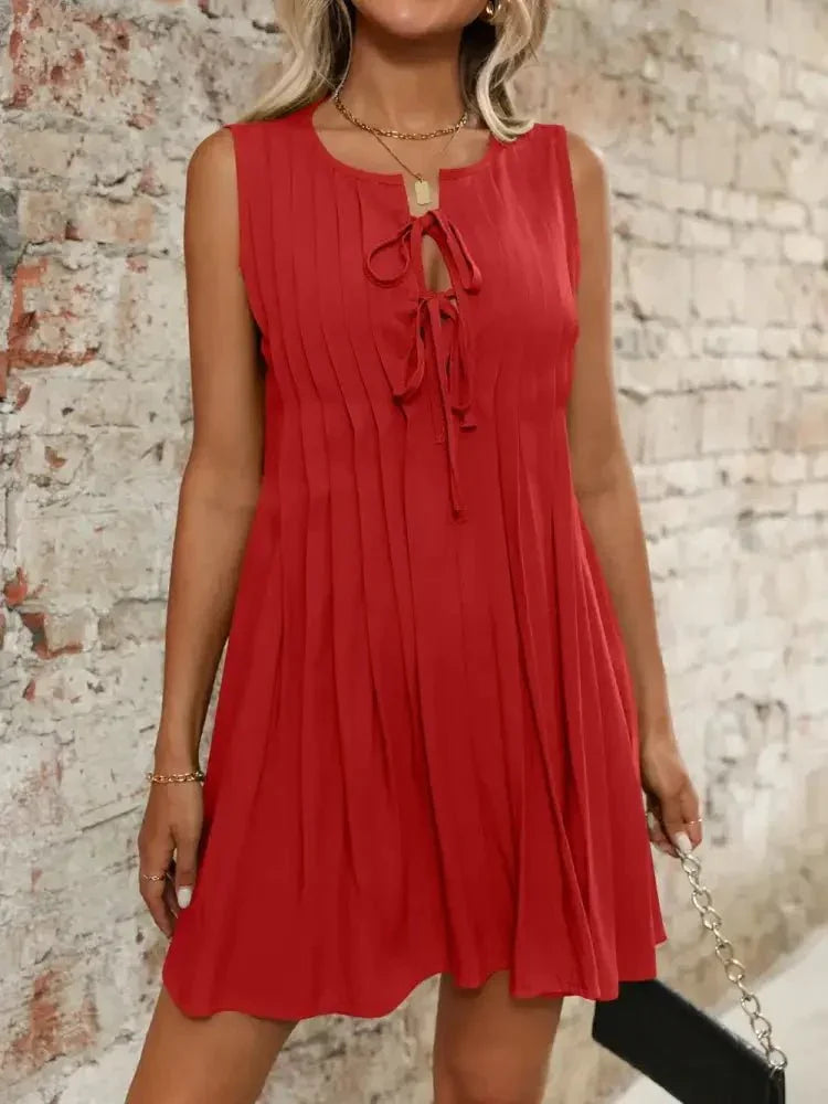 Tied Front Pleated Sleeveless Mini Dress - Update AvenueEffortless Elegance: DressesTrendsi1001007373955051001007373955053fb9bc5e - 49f9 - 442b - a592 - 5256585a83e0 - MaxScarlet
