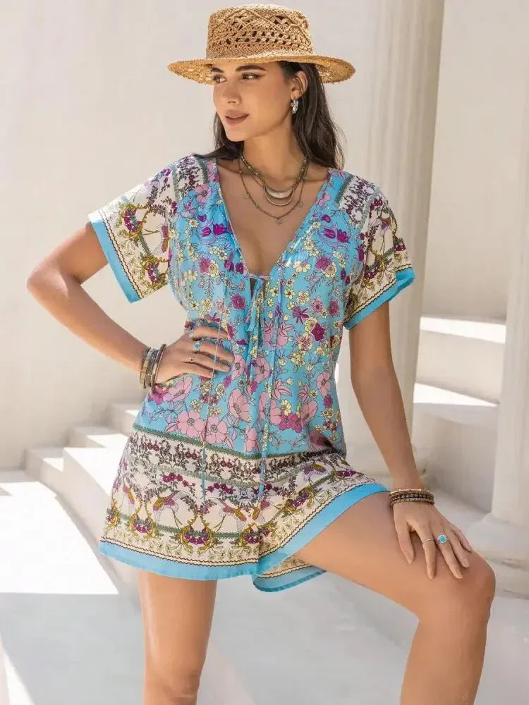 Tied Front Printed Short Sleeve Romper - Update AvenueBoho VibesTrendsi100100276731369100100276731369bb3ffe18 - f45d - 4c01 - ab3a - cf2c48472e9d - Max - OriginLight Blue