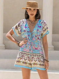 Tied Front Printed Short Sleeve Romper - Update AvenueBoho VibesTrendsi1001002767313691001002767313692d12763c - 1c20 - 4f22 - 8ec9 - ce10fc30f62b - Max - OriginLight Blue