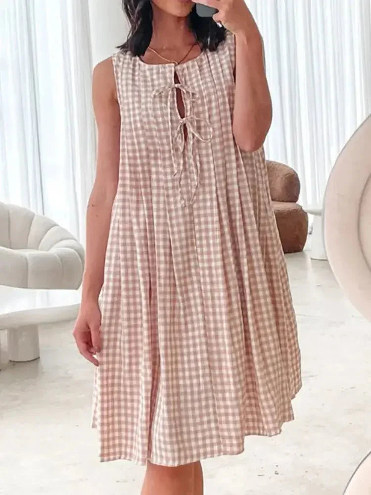 Tied Front Sleeveless Plaid Dress - Update AvenueTrendsi1001006468410701001006468410703b4529f4 - 68b4 - 4e4b - a9da - 5465407478b1 - Max - OriginDust Storm