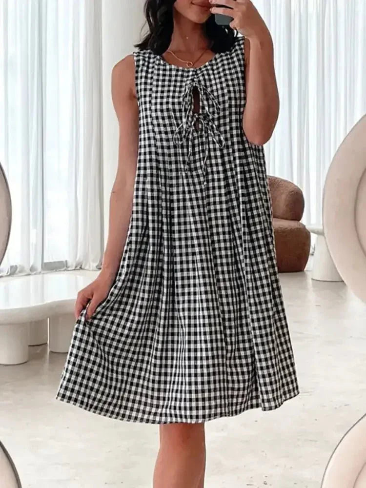 Tied Front Sleeveless Plaid Dress - Update AvenueTrendsi100100646845714100100646845714a842f67b - b70c - 4a8b - b3de - 4f6c3e696329 - Max - OriginBlack