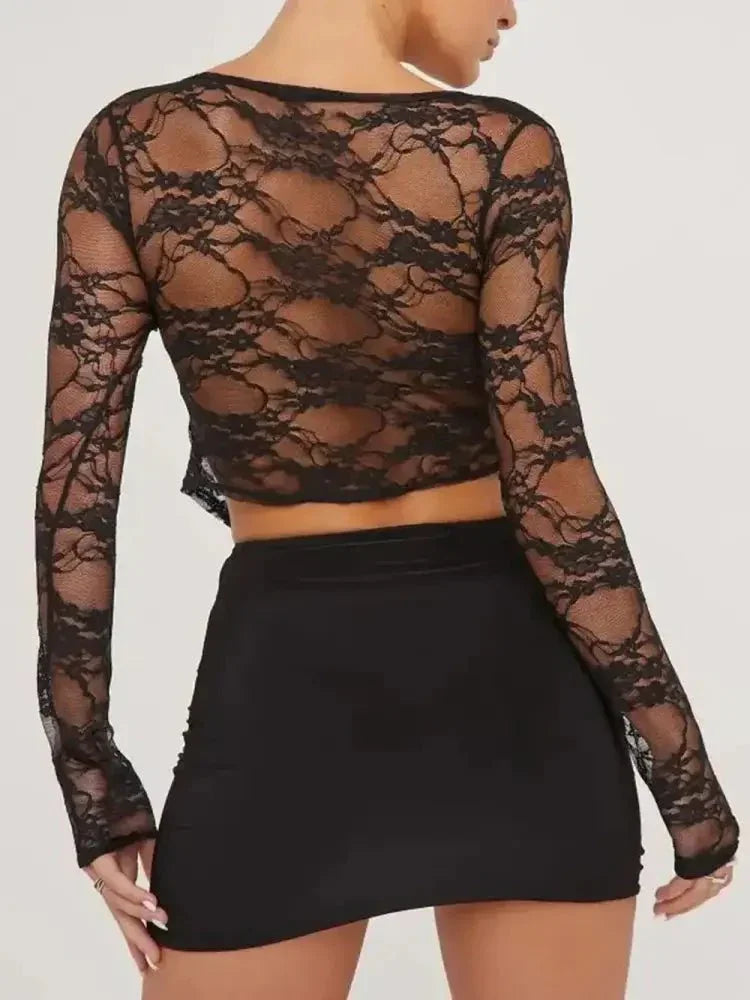 Tied Plunge Long Sleeve Lace Cropped Shirt - Update AvenueFestival VibesTrendsi100100842741757100100842741757a311928e - dd0f - 4f86 - a4f1 - 4bc77e258a55 - MaxBlack