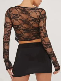 Tied Plunge Long Sleeve Lace Cropped Shirt - Update AvenueFestival VibesTrendsi100100842741757100100842741757a311928e - dd0f - 4f86 - a4f1 - 4bc77e258a55 - MaxBlack