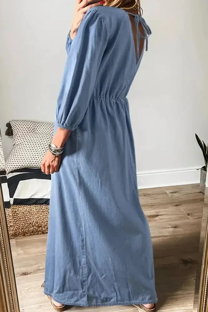 Tied Plunge Three - Quarter Sleeve Denim Dress - Update AvenueDenim Dresses & SkirtsTrendsi10010031090137310010031090137384e1962c - f849 - 4dfb - a9a4 - b4ad25d67a74 - MaxLight