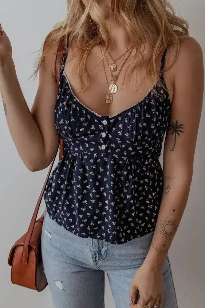 Tied Printed Cami - Update AvenueVacation StyleTrendsi100100534807144100100534807144293317e0 - f617 - 4068 - a04e - 92d5dab51c38 - MaxDark Navy
