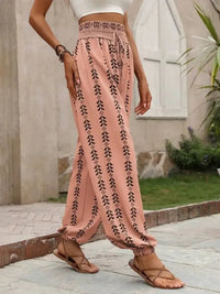 Tied Printed High Waist Pants - Update AvenueBoho VibesTrendsi100100994771341100100994771341ec00708f - 1ec8 - 4a46 - 9354 - fe95e3acd411 - MaxBurnt Coral