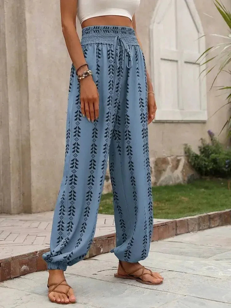 Tied Printed High Waist Pants - Update AvenueBoho VibesTrendsi100100994771770100100994771770ff9b77b3 - 55b3 - 4bdf - 96de - edfe4b388556 - MaxCerulean