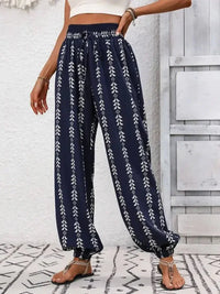 Tied Printed High Waist Pants - Update AvenueBoho VibesTrendsi100100994771982100100994771982cd1196cf - 9f55 - 485e - 8f4f - d8deabaaff61 - MaxDark Blue