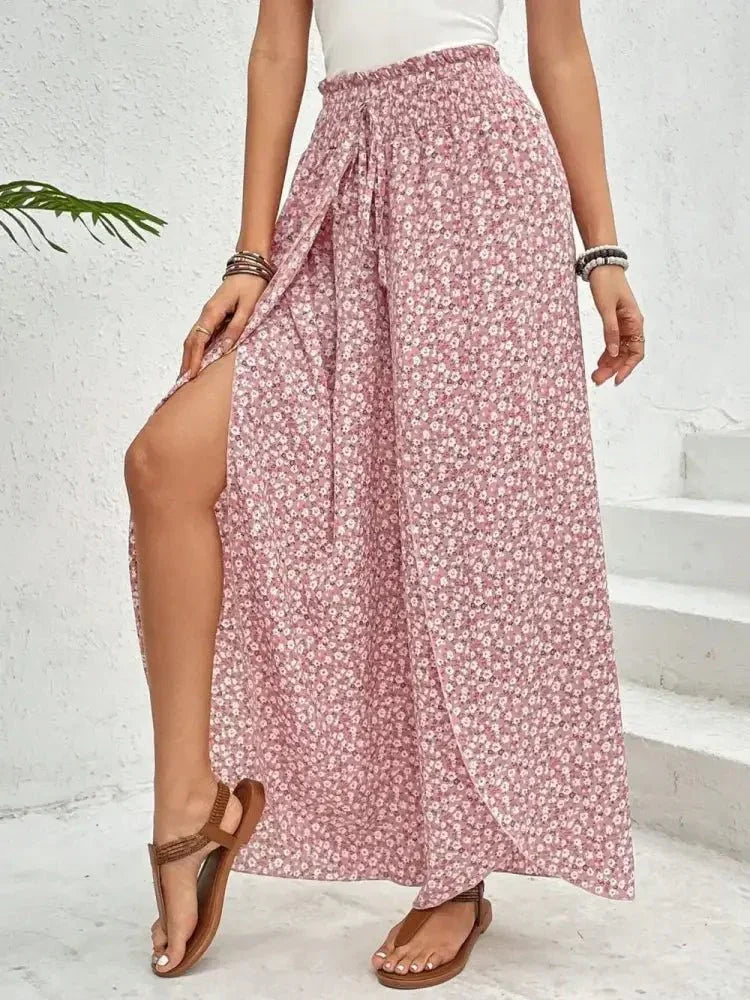 Tied Printed Wide Leg Pants - Update AvenueBoho VibesTrendsi10010037060140310010037060140355954929 - 92fb - 4916 - 958f - 788422fea940 - MaxBlush Pink