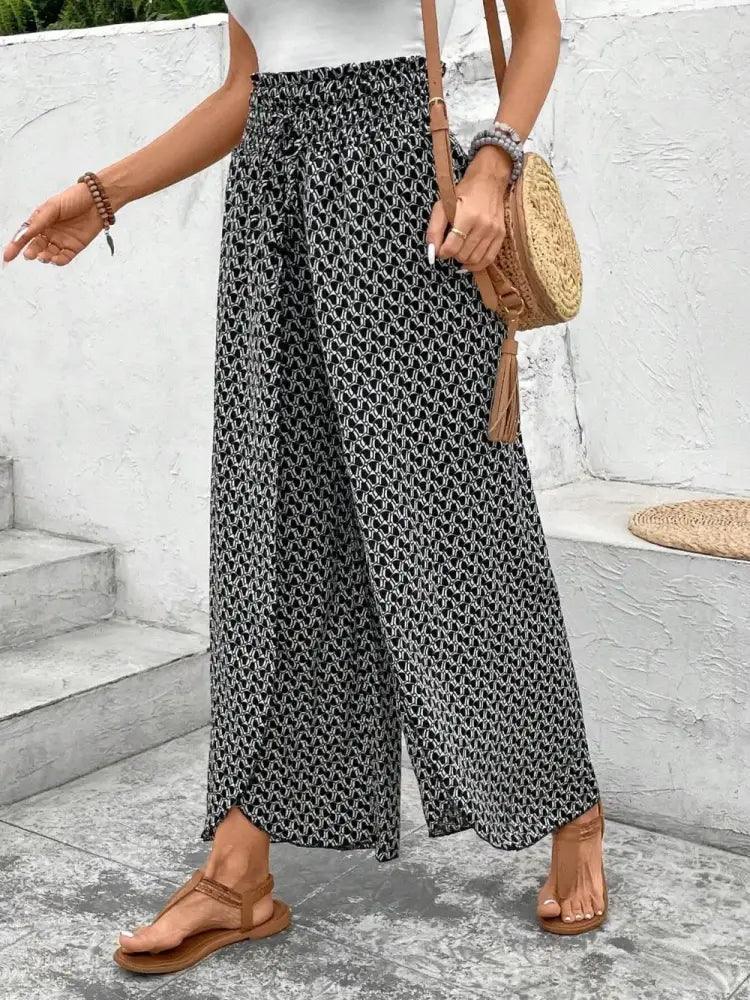 Tied Printed Wide Leg Pants - Update AvenueBoho VibesTrendsi100100370605200100100370605200ecad4809 - e805 - 4a80 - 9683 - b3059a607385 - MaxBlack