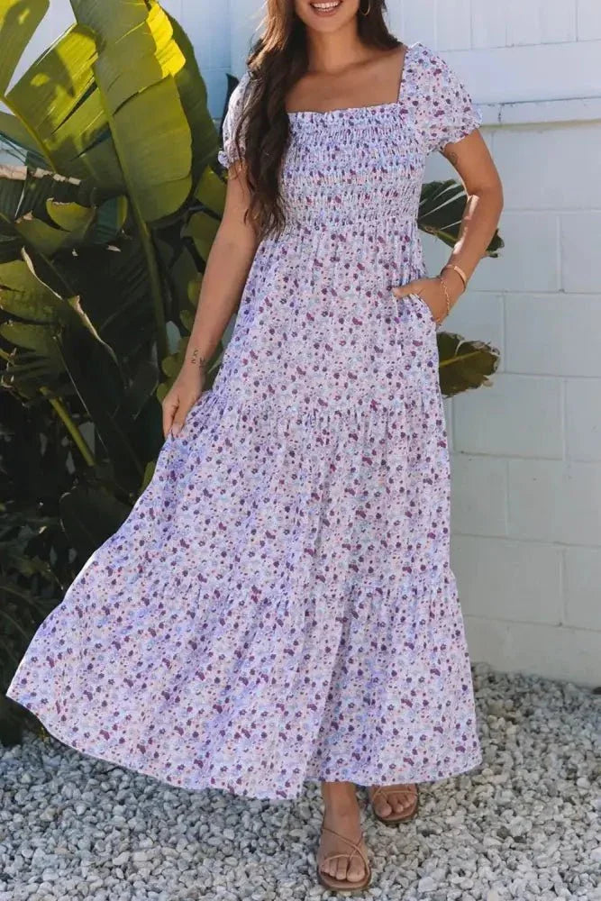 Tiered Floral Shirred High Waist Maxi Dress - Update AvenueEffortless Elegance: DressesTrendsi100100972772641100100972772641782b95f4 - 0bed - 4737 - a277 - 261031784848 - Max - OriginLavender