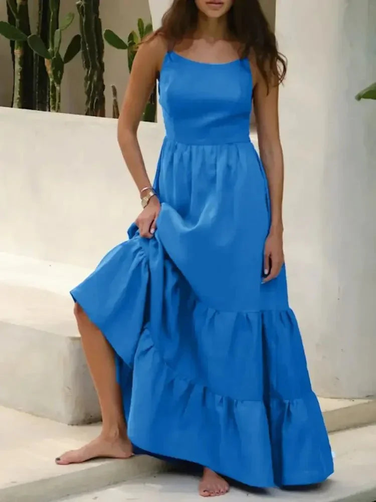 Tiered Maxi Cami Dress with Ruffled Hem - Update AvenueTrendsi100100973553772100100973553772936d501e - 0f7a - 4de1 - 97da - b60e65483d49 - Max - OriginDark Blue