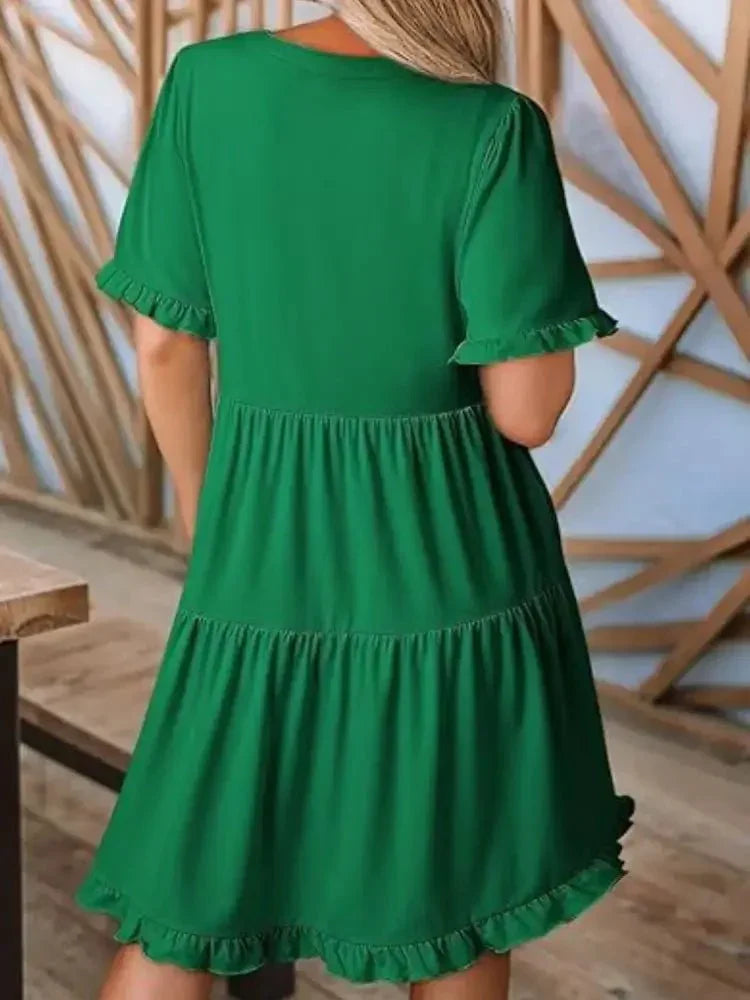 Tiered Notched Short Sleeve Mini Dress - Update AvenueEffortless Elegance: DressesTrendsi1001003822816591001003822816597fccacab - bf05 - 4054 - bb75 - 7c4e2b44d610 - Max - OriginDark Green