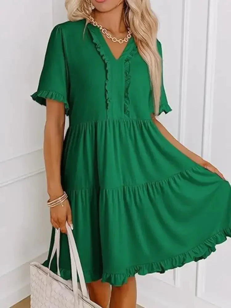 Tiered Notched Short Sleeve Mini Dress - Update AvenueEffortless Elegance: DressesTrendsi100100382281659100100382281659b4daf9d5 - 847d - 424e - 84f6 - ddacdaf1a25b - Max - OriginDark Green