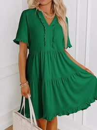 Tiered Notched Short Sleeve Mini Dress - Update AvenueEffortless Elegance: DressesTrendsi100100382281659100100382281659b4daf9d5 - 847d - 424e - 84f6 - ddacdaf1a25b - Max - OriginDark Green