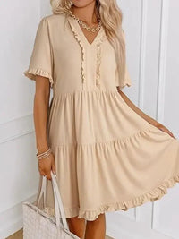 Tiered Notched Short Sleeve Mini Dress - Update AvenueEffortless Elegance: DressesTrendsi100100382282658100100382282658927afd31 - fa43 - 4337 - 888a - 74b9c5e53c36 - Max - OriginTan