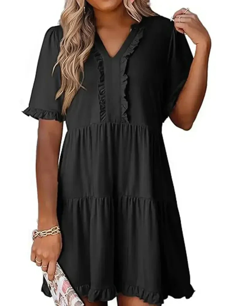 Tiered Notched Short Sleeve Mini Dress - Update AvenueEffortless Elegance: DressesTrendsi1001003822869561001003822869568774e2f5 - 9850 - 44c4 - ac11 - e801d0fd617c - Max - OriginBlack
