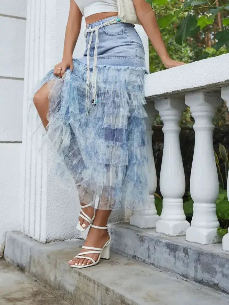 Tiered Ruffle Denim Patchwork Skirt - Update AvenueDenim Dresses & SkirtsTrendsi1001009897107431001009897107431b104443d92d4eb18a47373851c800ce - Max - OriginLight