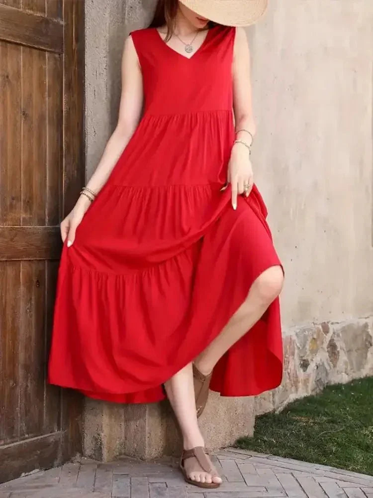 Tiered V - Neck Sleeveless Dress - Update AvenueTrendsi1001002236649931001002236649936c3556d715194f5491667d2a9ba6596c - MaxRust