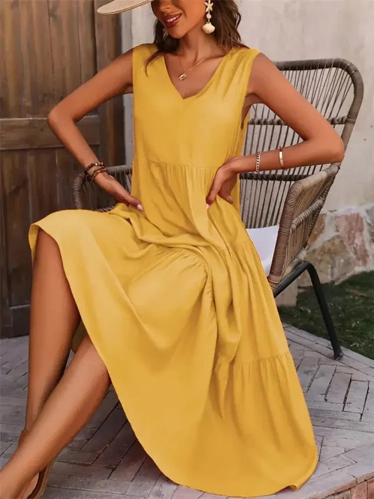 Tiered V - Neck Sleeveless Dress - Update AvenueTrendsi100100223665994100100223665994a5a673f1 - a959 - 4a1b - 9dba - 33cb25bec9e4 - MaxMustard