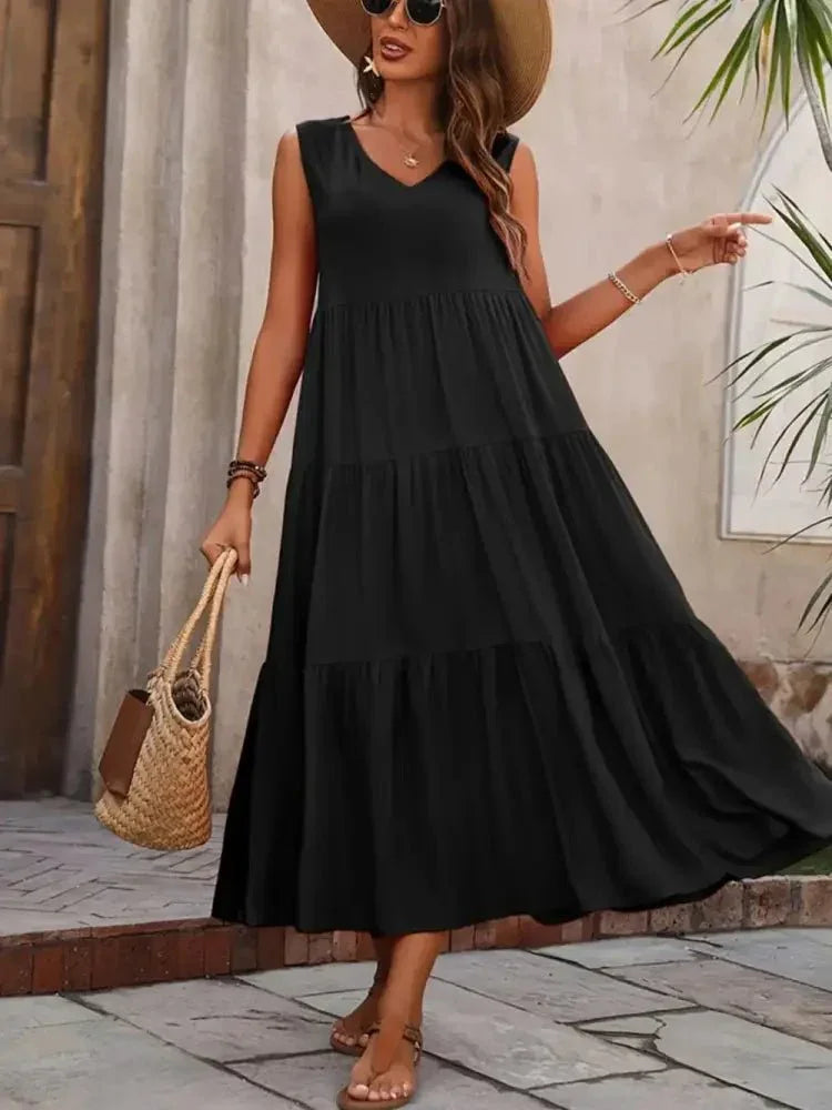 Tiered V - Neck Sleeveless Dress - Update AvenueTrendsi1001002236665131001002236665132324e71e - 50e4 - 4bdb - b051 - db3e6be9d42e - MaxBlack