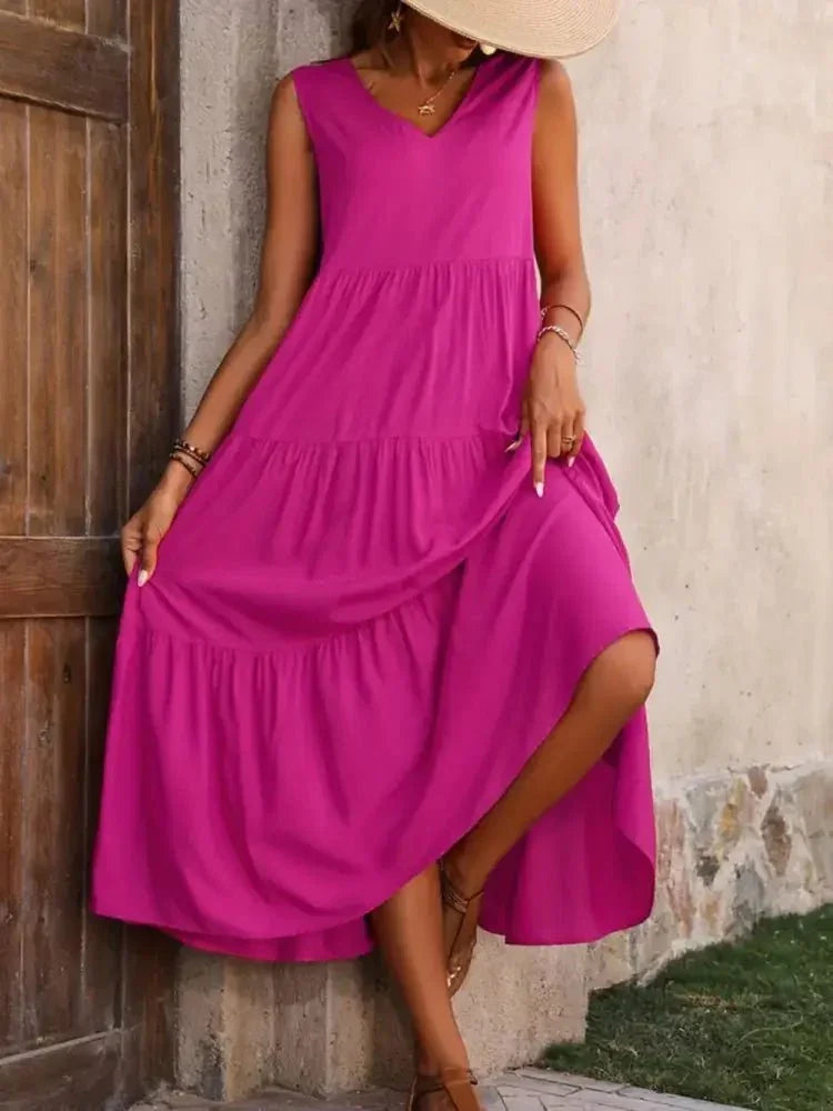 Tiered V - Neck Sleeveless Dress - Update AvenueTrendsi10010022366911410010022366911471e7f365 - 7301 - 4fb7 - a319 - bcd54747f46f - MaxHot Pink