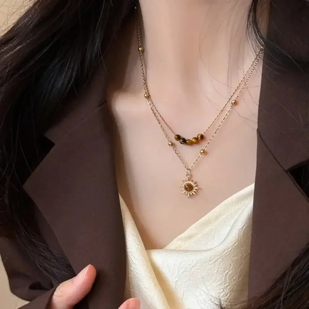 Tiger's Eye Copper Double Layered Necklace
