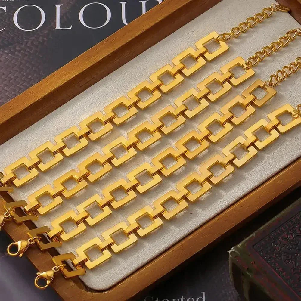Titanium Steel Hollow Square Chain Bracelet - Update AvenueBraceletsTrendsi100500423541523100500423541523Titanium Steel Hollow Square Chain BraceletGold