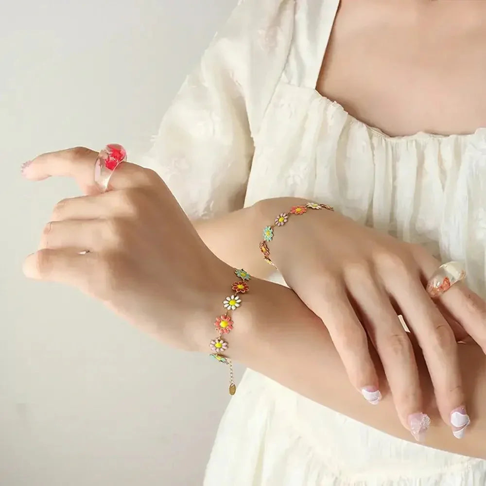Titanium Steel Oil Drip Flower Bracelet - Update AvenueBraceletsTrendsi100500977191001100500977191001Titanium Steel Oil Drip Flower BraceletGold