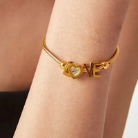 Titanium Steel Rhinestone Letter Bracelet - Update AvenueBraceletsTrendsi100500562312620100500562312620Titanium Steel Rhinestone Letter BraceletGold