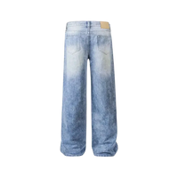Light blue wide leg jeans with a relaxed fit and faded wash from Trendsi