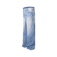 Light blue acid-wash wide leg jeans for men from Trendsi with relaxed fit