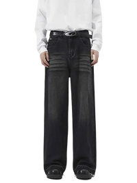 Trendsi men’s wide leg jeans in faded black with distressed details and baggy fit