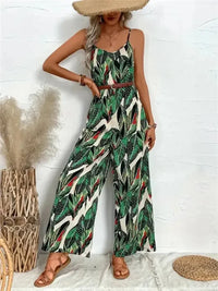 Tropical Print Spaghetti Strap Wide Leg Jumpsuit - Update AvenueVacation StyleTrendsi100100493360721100100493360721145264e5 - aa65 - 4496 - 883b - 9d247130ad40 - MaxDark Green