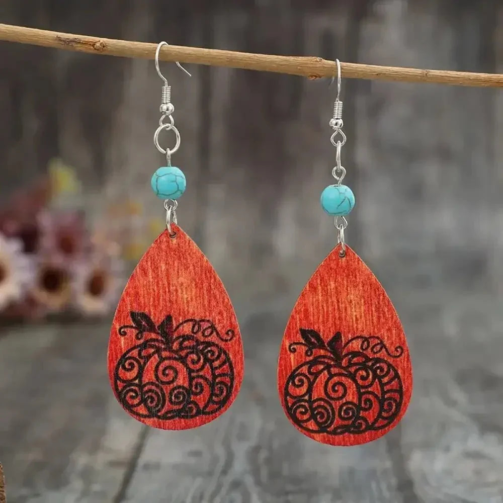 Turquoise Wooden Pumpkin Teardrop Earrings - Update AvenueHalloweenTrendsi10050099504169010050099504169003f5377f - da1e - 4768 - 961f - 9f91c0e18166 - MaxSilver