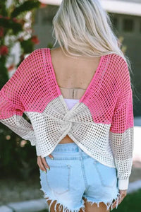 Twisted Back Round Neck Contrast Knit Cover Up - Update AvenueFestival VibesTrendsi1001003298510371001003298510375f7a0d7c - 4a15 - 473b - b0e9 - 0c76dc514170 - MaxHot Pink